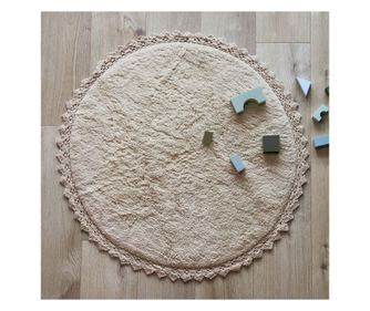 Perla okrogla pralna bombažna preproga s kvačkanim zaključkom