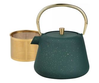 Kinghoff KH 1933 Infuser vízforraló, 1 l, profilozott kifolyó, öntöttvas, zománcozott belső, zöld