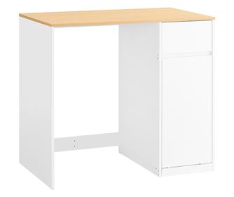 SoBuy mosógépszekrény mosókosárral és fiókkal, helytakarékos fa design, fehér