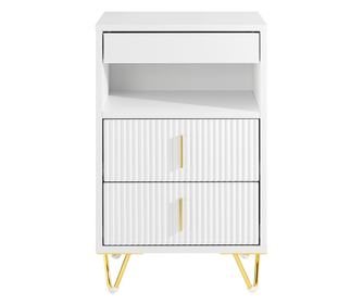 Comodă de pat SoBuy, albă, cu 3 sertare și raft, dimensiuni 40x40x63 cm, model FBT168-W