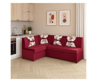 Coltar extensibil de bucatarie Sani Bravo, 205x140x90 cm, Rosu si Floral