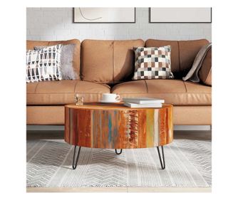 Stolić za kavu, reciklirano masivno drvo, okrugli