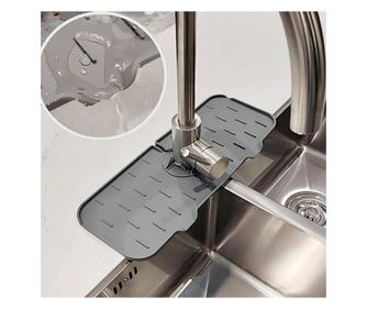 Силиконов антикапков килим за мивки, размер 36,5 x 14 см, цвят Сив