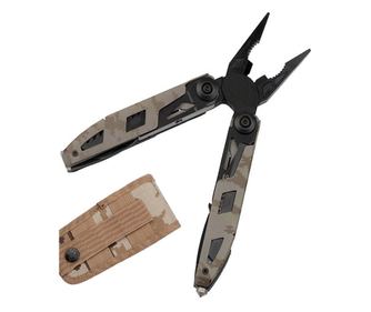 IdeallStore® višenamjenske kliješta, Outdoor Specialist, nehrđajući čelik, 16 funkcija, 21,5 cm, bež, kutija uključena