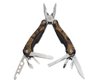 IdeallStore® višenamjenska kliješta, oprema za preživljavanje, nehrđajući čelik, 10 funkcija, 22 cm, kamuflažna, kutija uključen