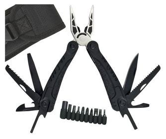 IdeallStore® višenamjenska kliješta, oprema za preživljavanje, nehrđajući čelik, 18 funkcija, 24 cm, crna, kutija uključena