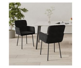 Stolice za kuhinju, 2 kom., crne, baršunaste