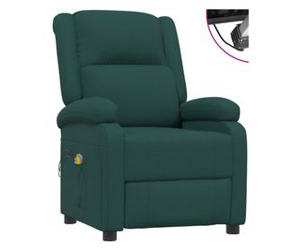 Električna podesiva masažna fotelja, tamnozelena, tkanina