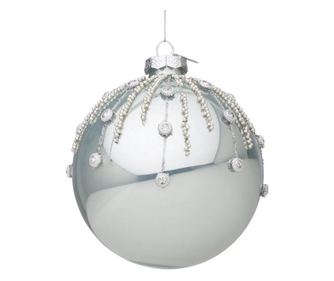 8 darabos kék, csillogó üveg karácsonyfadísz készlet Ø10 cm