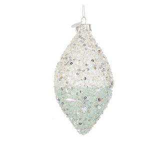 12 darabos karácsonyfa díszkészlet, ezüst és zöld üveg flitterekkel