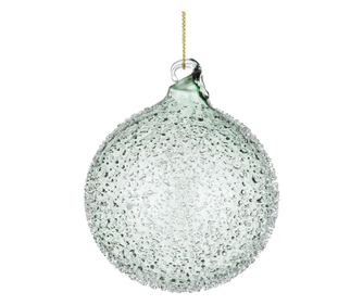 Set of 12 Christmas Tree Glass Baubles Green Saturno Ø 8 cm