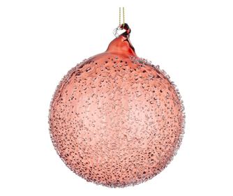 Set of 8 Christmas Tree Baubles, Red Glass Saturno Ø 10 cm