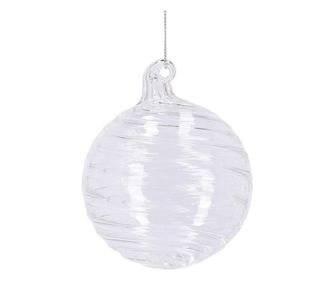 Set of 12 Clear Glass Christmas Tree Baubles Spiral Ø 8 cm