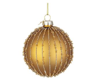 12 darabos karamell színű üveg karácsonyfadísz szett, Ø 8 cm