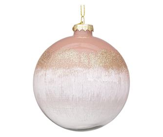 Set of 8 White and Pink Elegance Christmas Tree Glass Baubles Ø 10 cm
