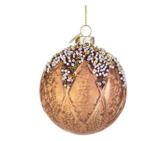 Set of 12 Brown Glass Christmas Tree Baubles Aleixa Ø 8 cm