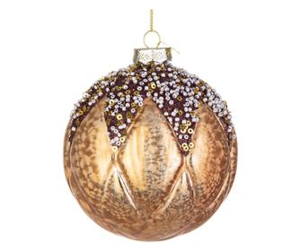 Set of 8 Brown Glass Christmas Tree Baubles Aleixa Ø 10 cm