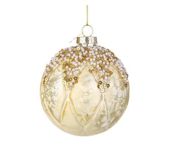Set of 12 Christmas Tree Baubles, Golden Glass Aleixa Ø 8 cm