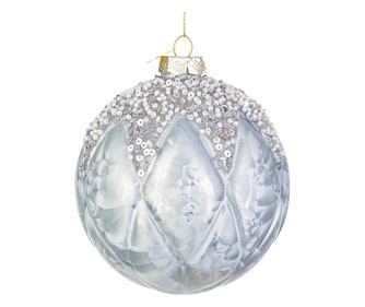 Set of 8 Christmas Tree Glass Baubles Grey Aleixa Ø 10 cm