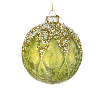 Set of 8 Christmas Tree Green Glass Baubles Aleixa Ø 10 cm