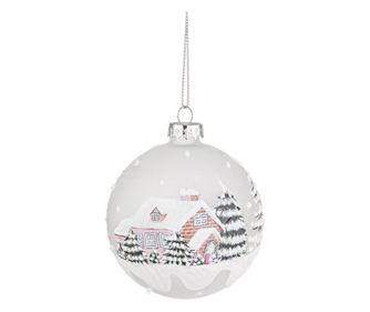Set of 12 Multicolored Village Glass Christmas Baubles, Ø 8 cm