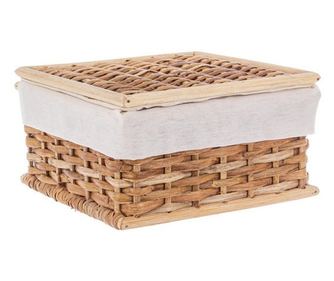 3 darabos barna és fehér rattan bambusz tárolókosár szett 17x17x8h; 20x20x10.5; 23x23x13h