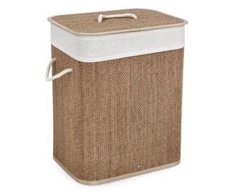 Καλάθι Απλύτων Zahara από Φυσικό Μπαμπού, Μπεζ Ύφασμα, 40x30x50εκ