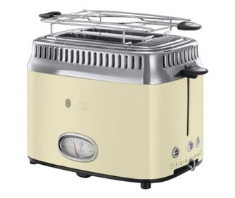 Russell Hobbs Retro Vintage Cream 21682-56 Prăjitor de pâine, 1300W, 2 felii, 6 Niveluri, Indicator Retro, Lift & Look, Rapid
