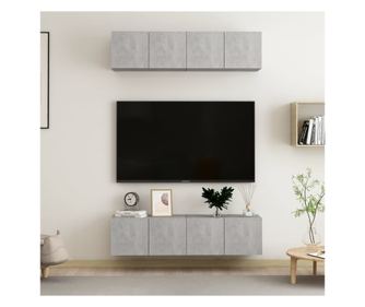 Set komoda za TV, 4 dijela, betonski sivi, 60x30x30 cm, PAL