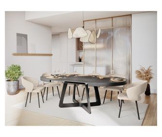 Micadoni Home Kihúzható asztal, Dustin, fekete tölgy színű