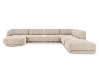 Kotni kavč Micadoni Home 536212 v obliki črke U, Miley, bež, 70x255x330 cm