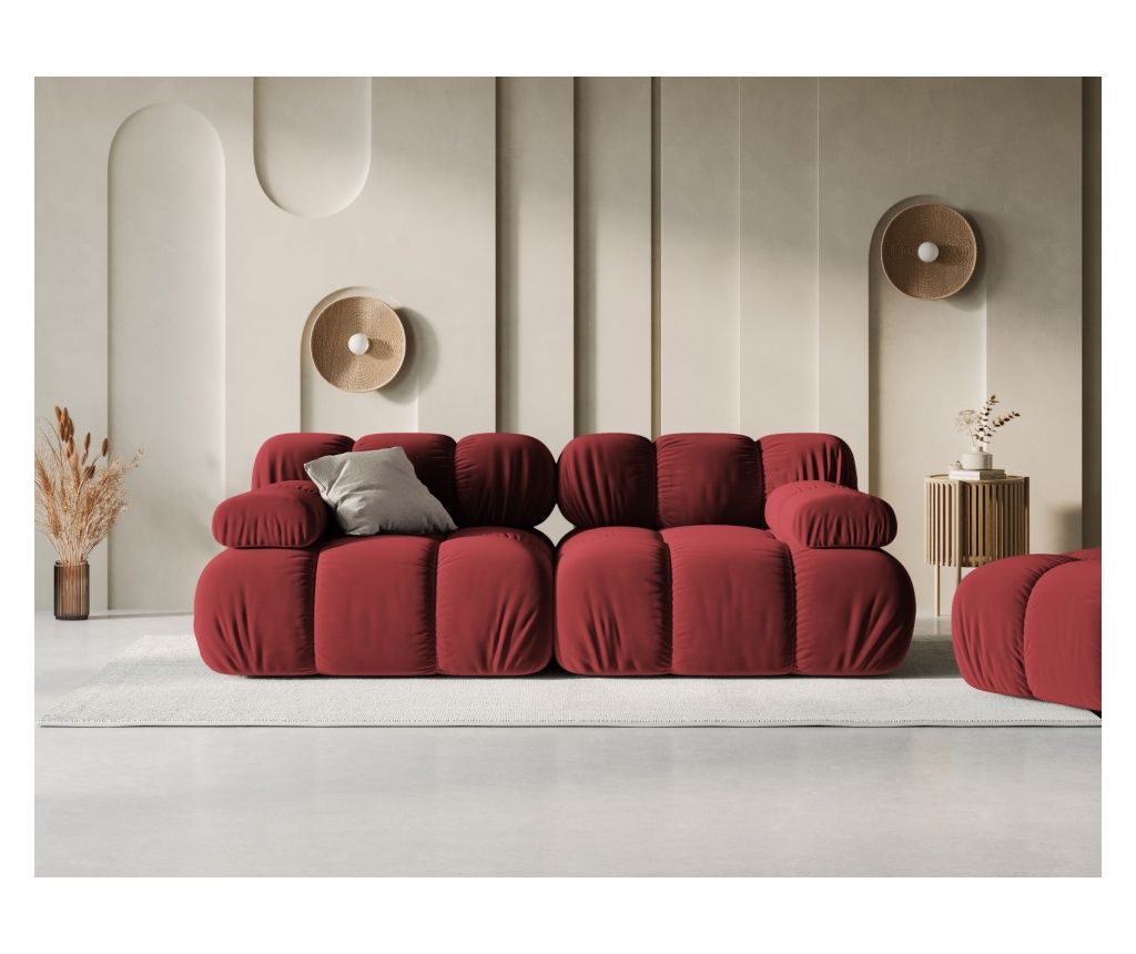 Micadoni Home Bellis Modular Loveseat, Dark Red