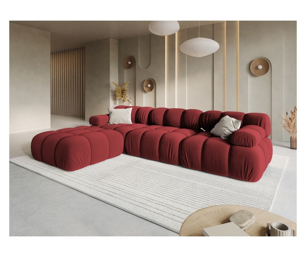 Modularna kutna garnitura Micadoni Home, Bellis, tamno crvena