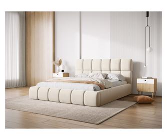 Micadoni Home 537320 Ágy, Bellis, Világosbézs, Fekvőfelület 140x200 cm