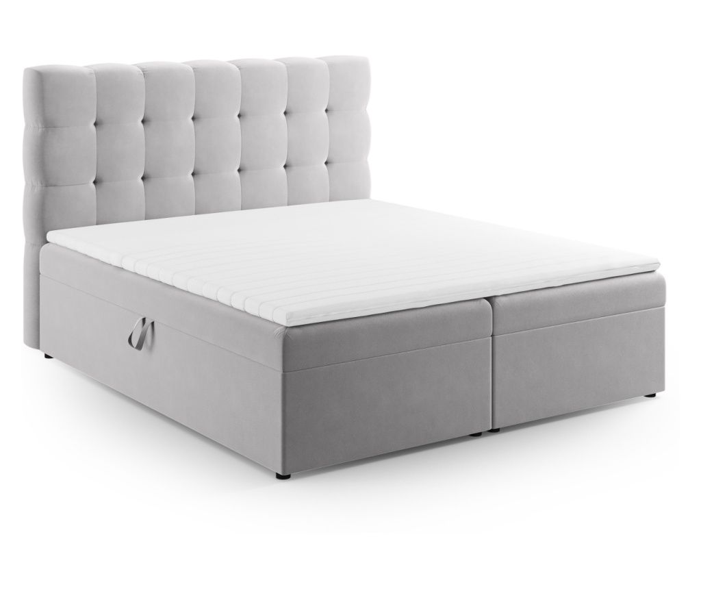 Boxspring Κρεβάτι Micadoni Home 537647, Mamaia, Ασημί, Επιφάνεια Ύπνου 140x200 εκ.