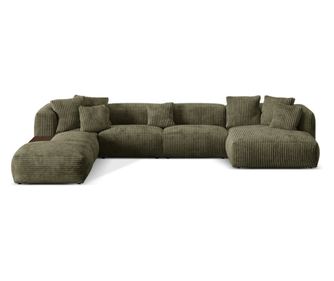 Micadoni Home Martina Модулен U-образен диван, мъх зелен