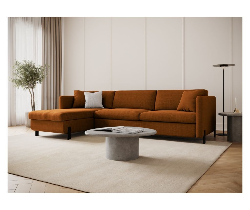 Micadoni Home Gloria kotna sedežna garnitura z ležiščem, opečnate barve