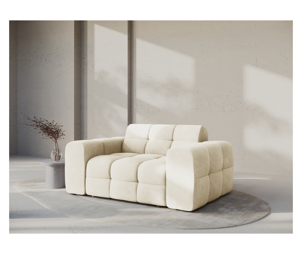 Micadoni Home Kendal Loveseat, Ivory Color