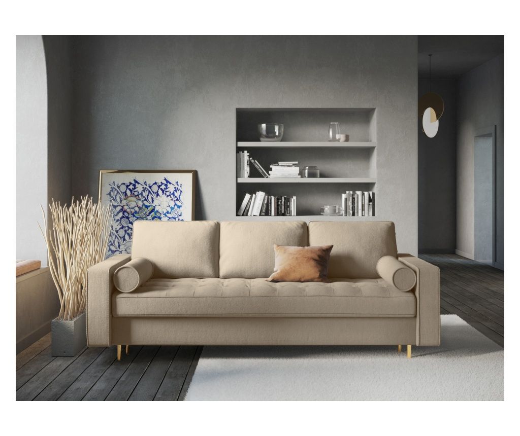 Canapea extensibilă cu trei locuri Milo Casa Santo Beige