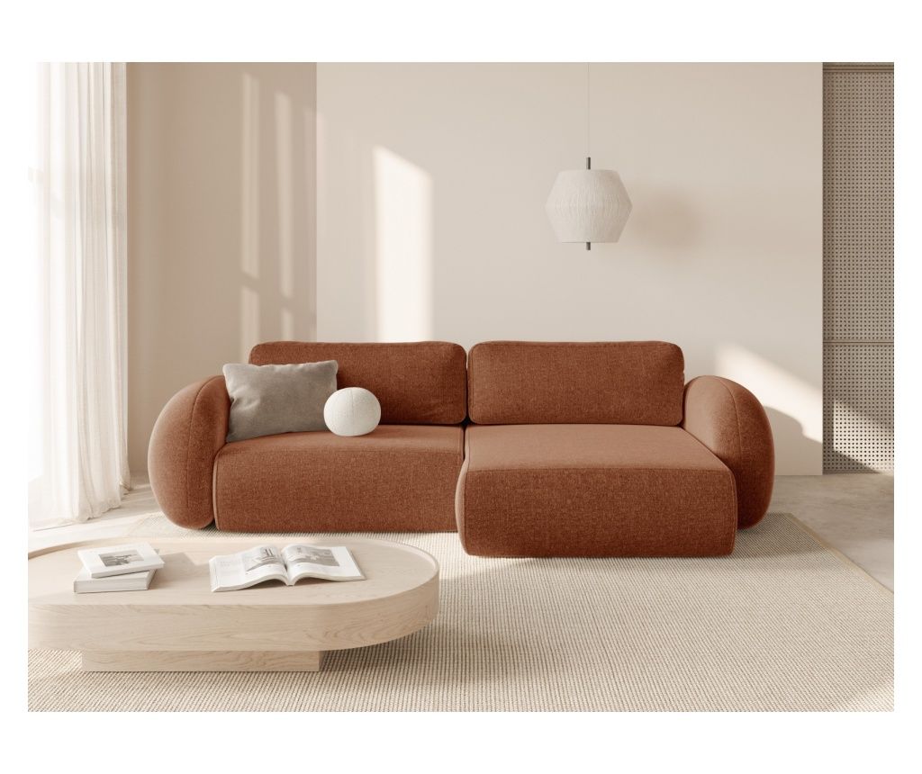 Modularna sedežna garnitura s funkcijo spanja Cosmopolitan Design, Tonale, opečna barva