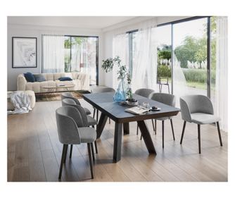 Επεκτεινόμενο Τραπέζι Τραπεζαρίας Windsor & Co, Njal, Χρώμα Μαύρης Δρυός