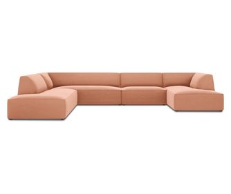 Kotni kavč v obliki črke U Micadoni Home 530151, Ruby, roza, 69x273x366 cm