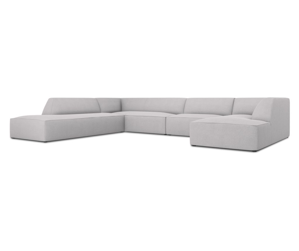 Micadoni Home Ruby U-Shaped Sectional Sofa, Light Gray