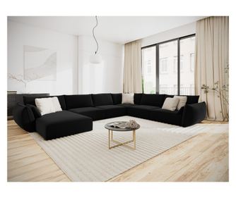 Kutna garnitura u obliku slova U Mazzini, Vanda, crna