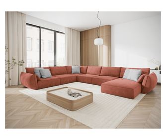 Mazzini Vanda Γωνιακός Καναπές Σχήματος U, Terracotta
