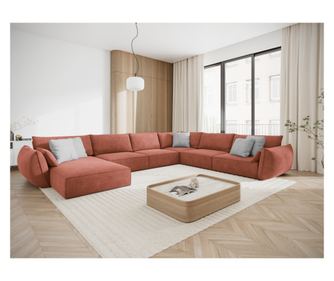 Mazzini Vanda Γωνιακός Καναπές σε Σχήμα U, Terracotta