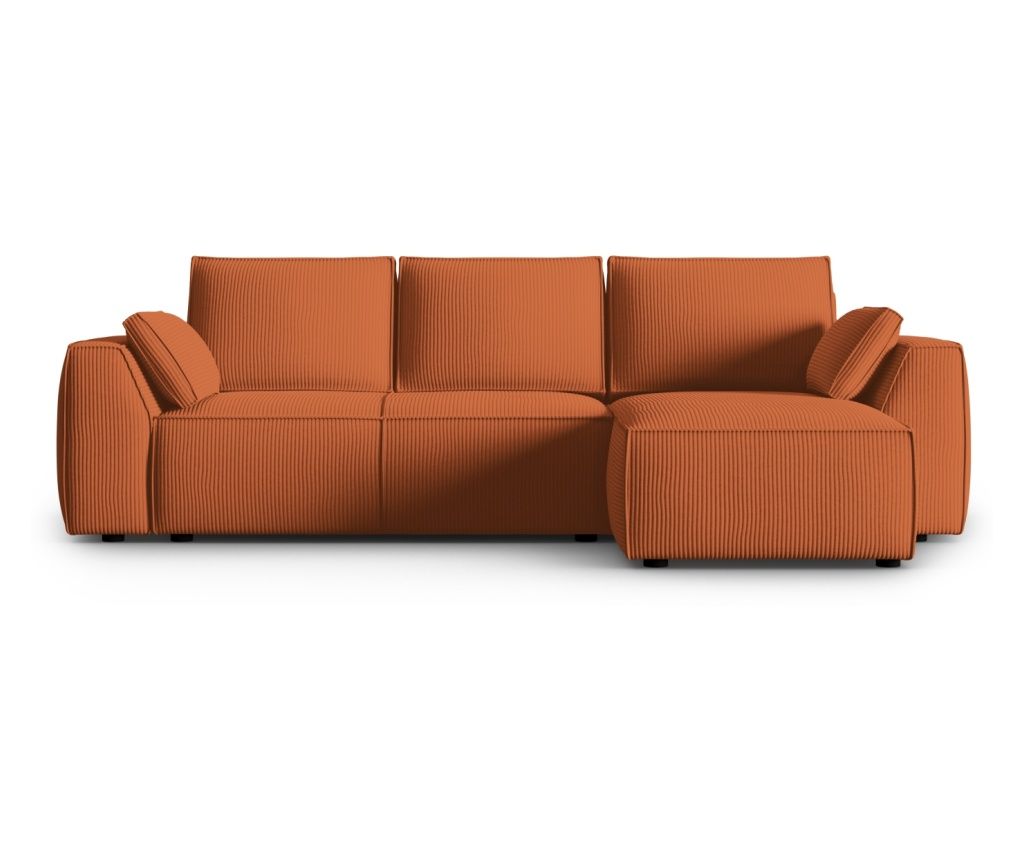 Mazzini Fennel Sleeper Sectional Sofa, Brick Color
