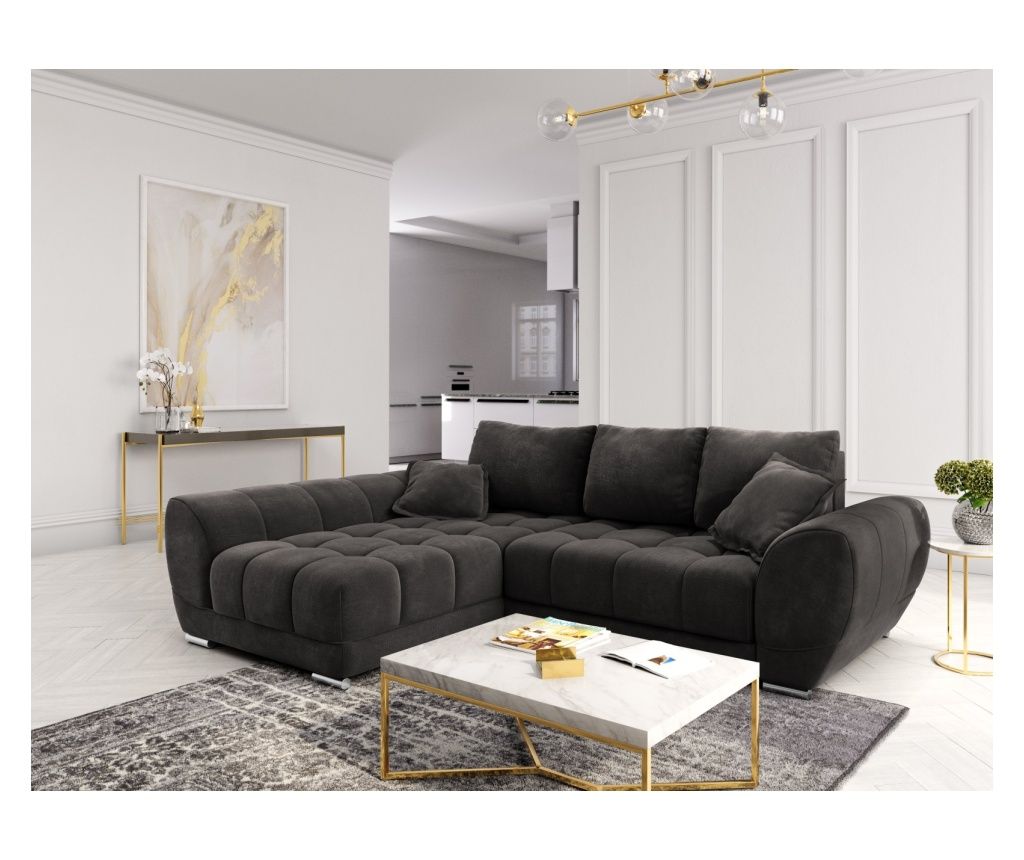 Windsor & Co Nuage sötétbarna sarokgarnitúra ágyfunkcióval