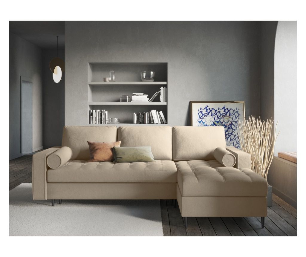 Kutna garnitura s funkcijom kreveta Milo Casa, Santo, bež