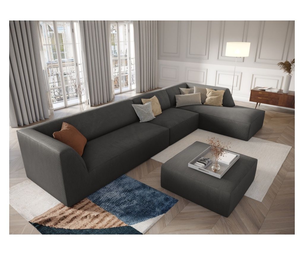 Windsor & Co Sao Canapea Modulară de Colț, Gri Închis